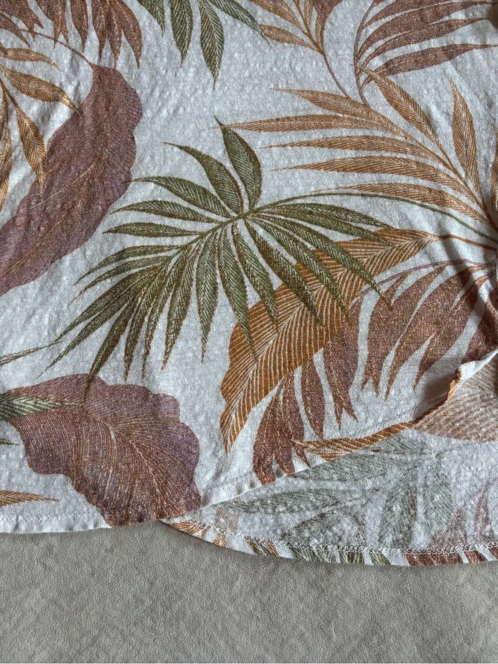 Tahari 100% Linen Tropical Leaf Print Sleeveless Top M